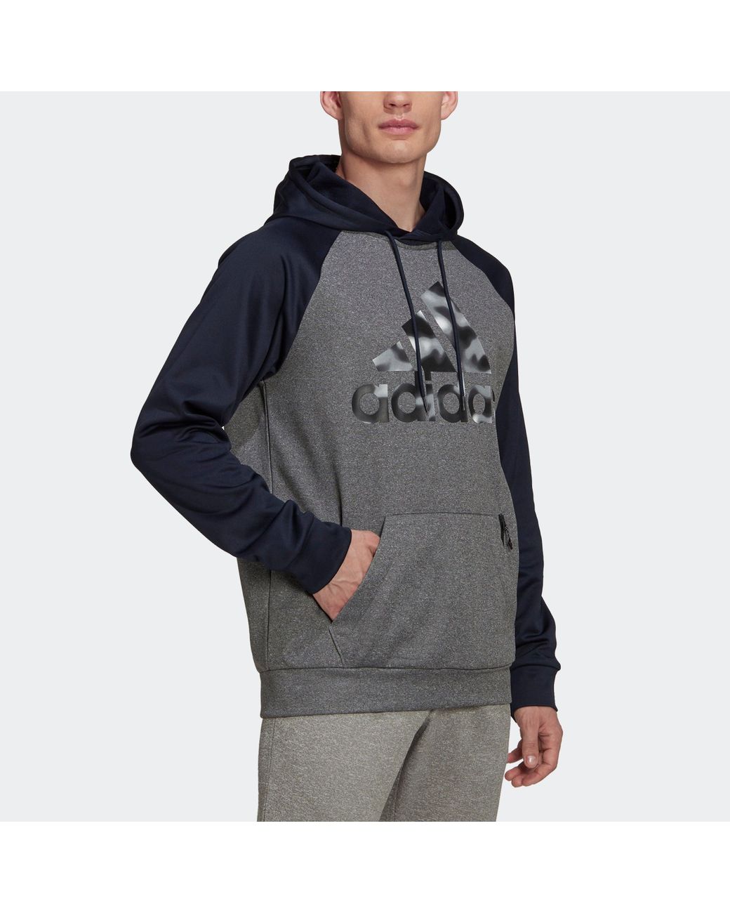 adidas Aeroready Game And Go Camo Logo Hoodie in Blue for Men | Lyst