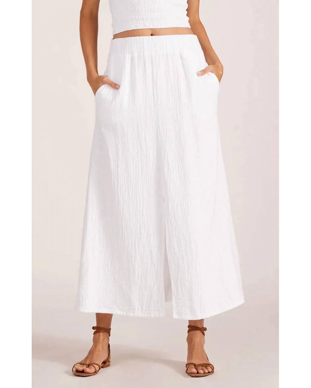 Bobi Pink Split Front Maxi Skirt