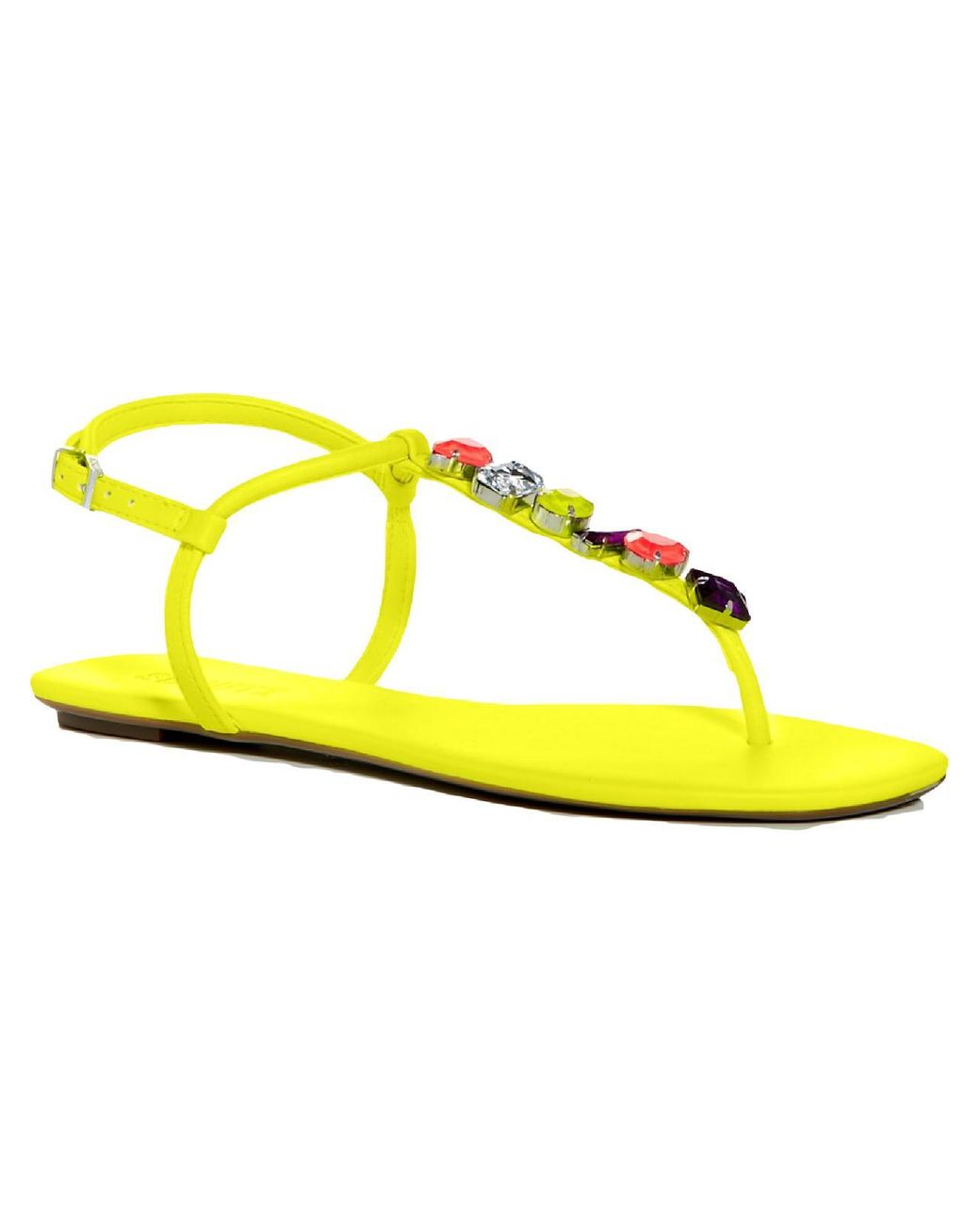 SCHUTZ SHOES Sandalia Salto Rasteiro Jeweled Thong Tstrap Sandals in