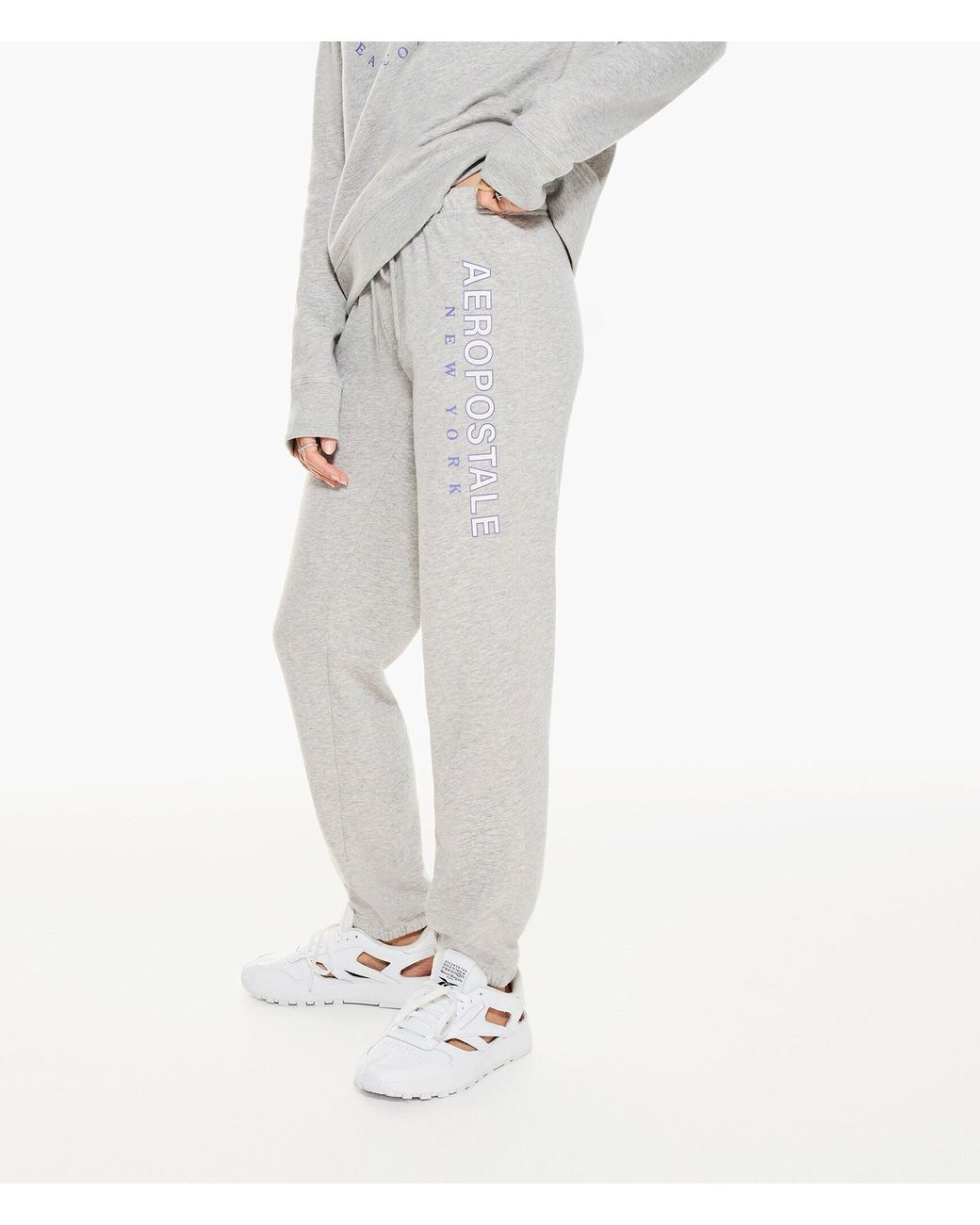 Aéropostale Logo Cinched Sweatpants in White