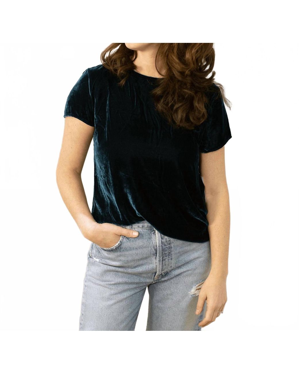Bella Dahl Black Button Back Crew Tee