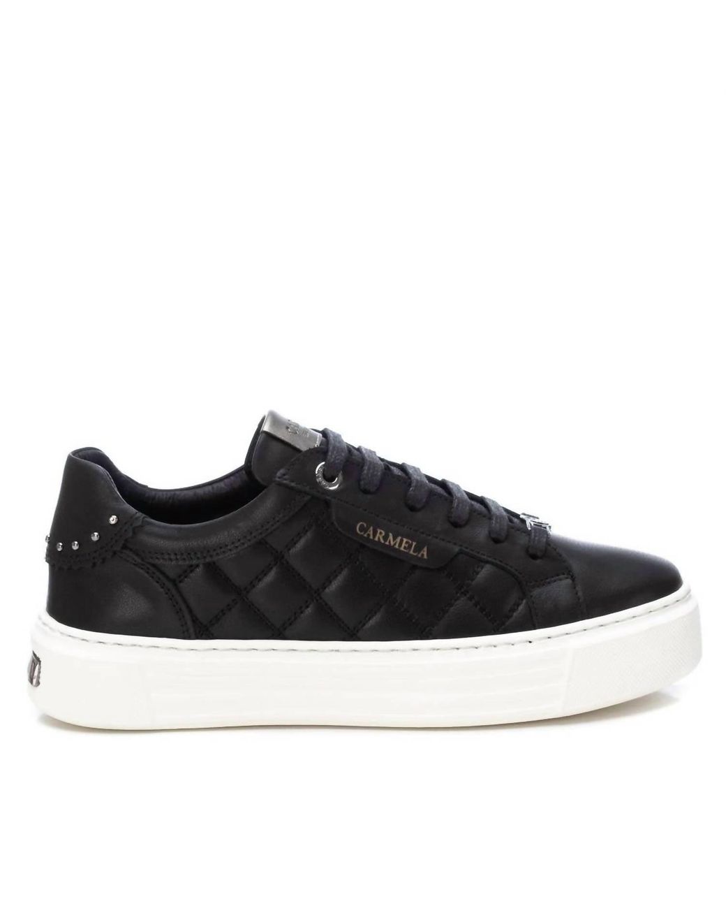 Xti Black Leather Trainer Sneakers