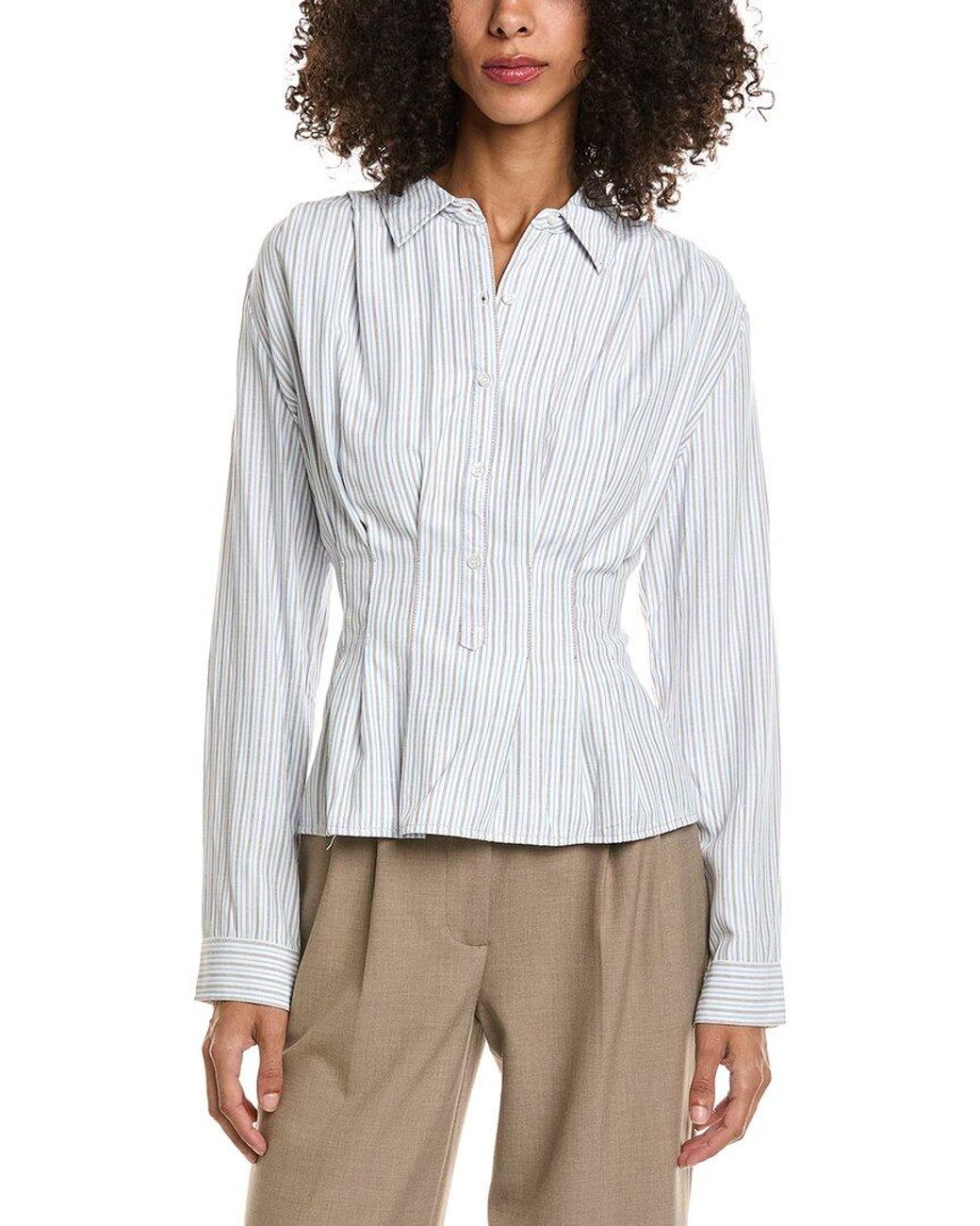Max Studio White 3/4-Sleeve Pleat Blouse