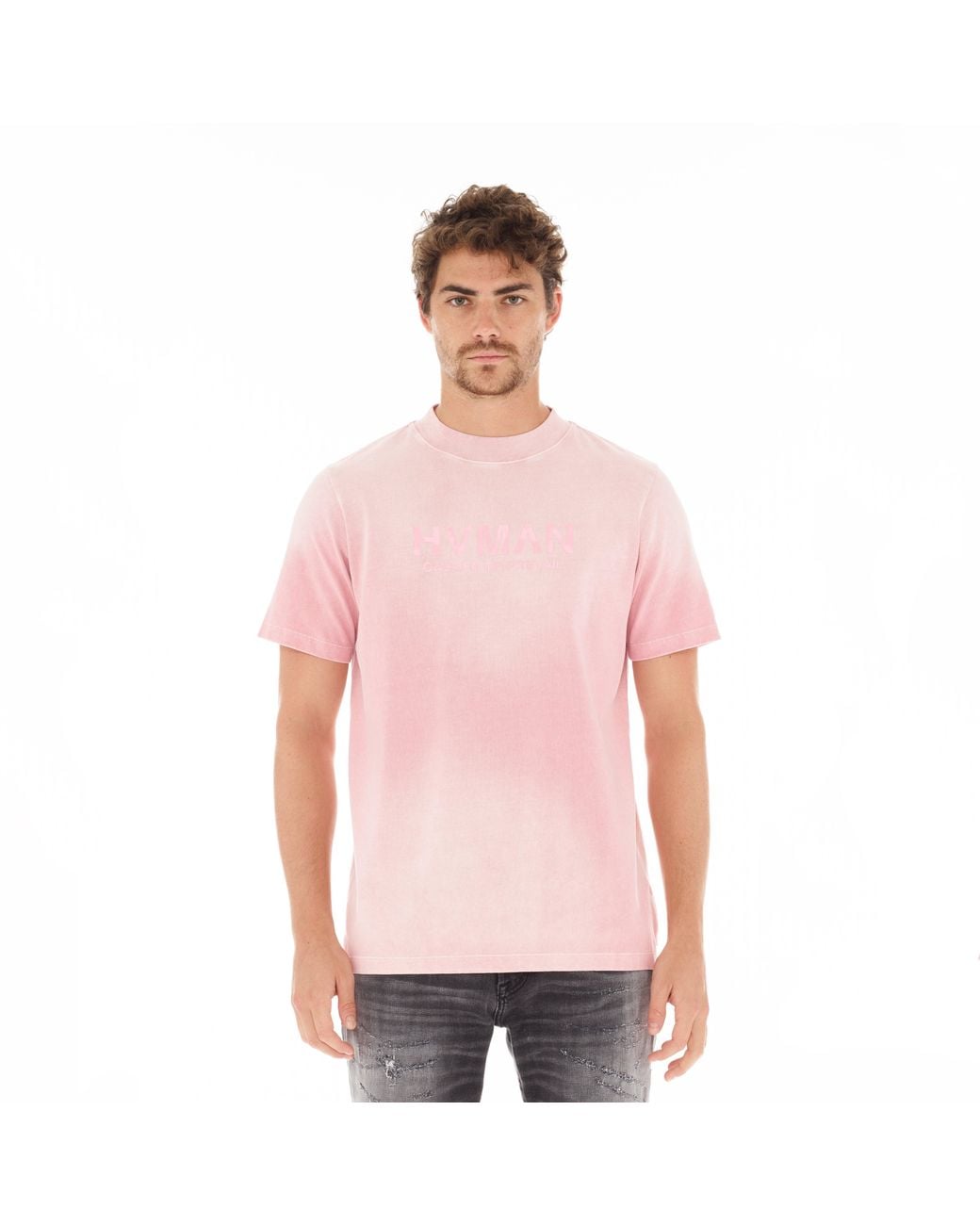 HVMAN Pink Basic Logo Tee for men