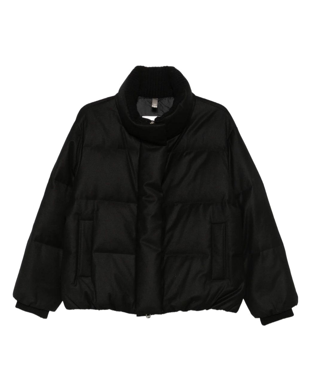 DUNO Black Boxy Cropped Quilted Down Jacket