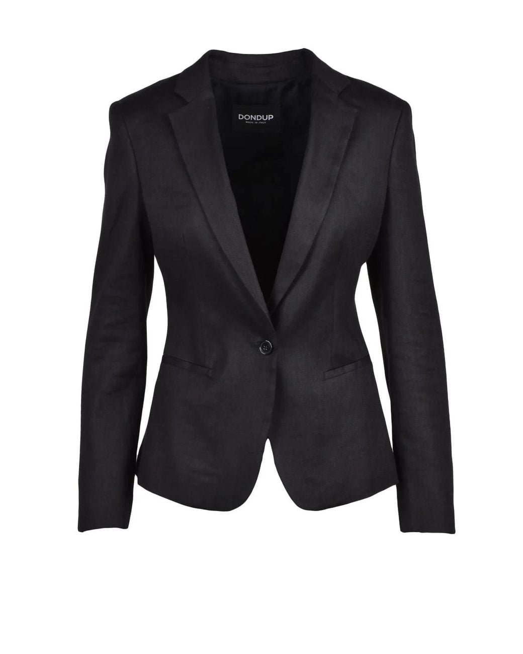 Dondup Black Rounded Linen Viscose Elastane Blazer Jacket