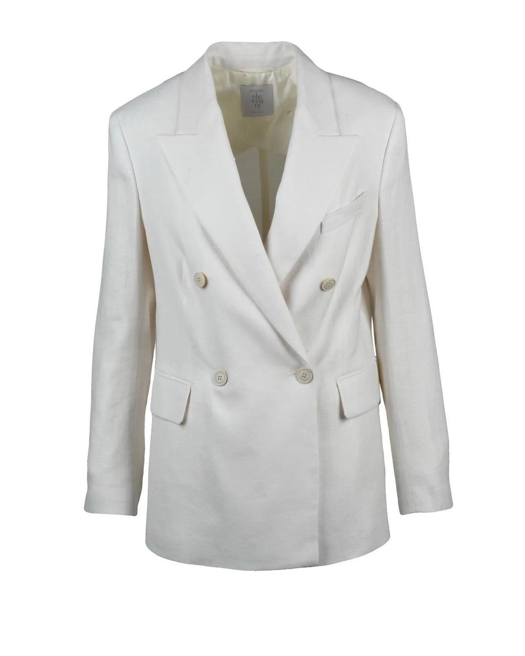 Eleventy Gray Double-Breasted Linen Wool Silk Jacket