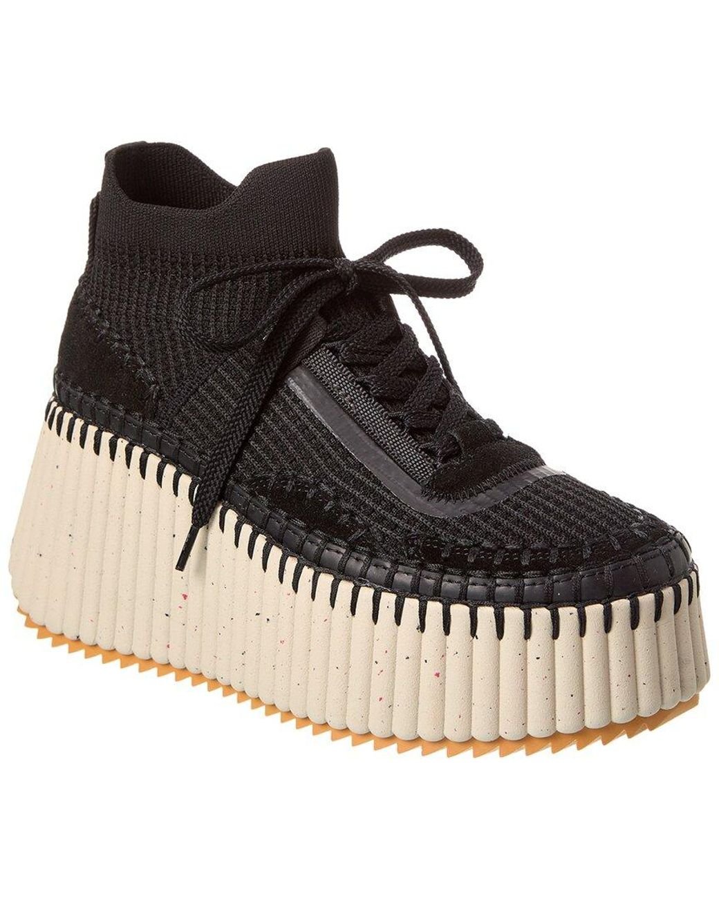 Chloé Nama Wedge Sneaker in Black | Lyst