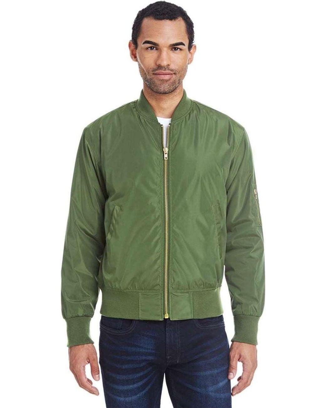 Threadfast Apparel Green Bomber Jacket for men