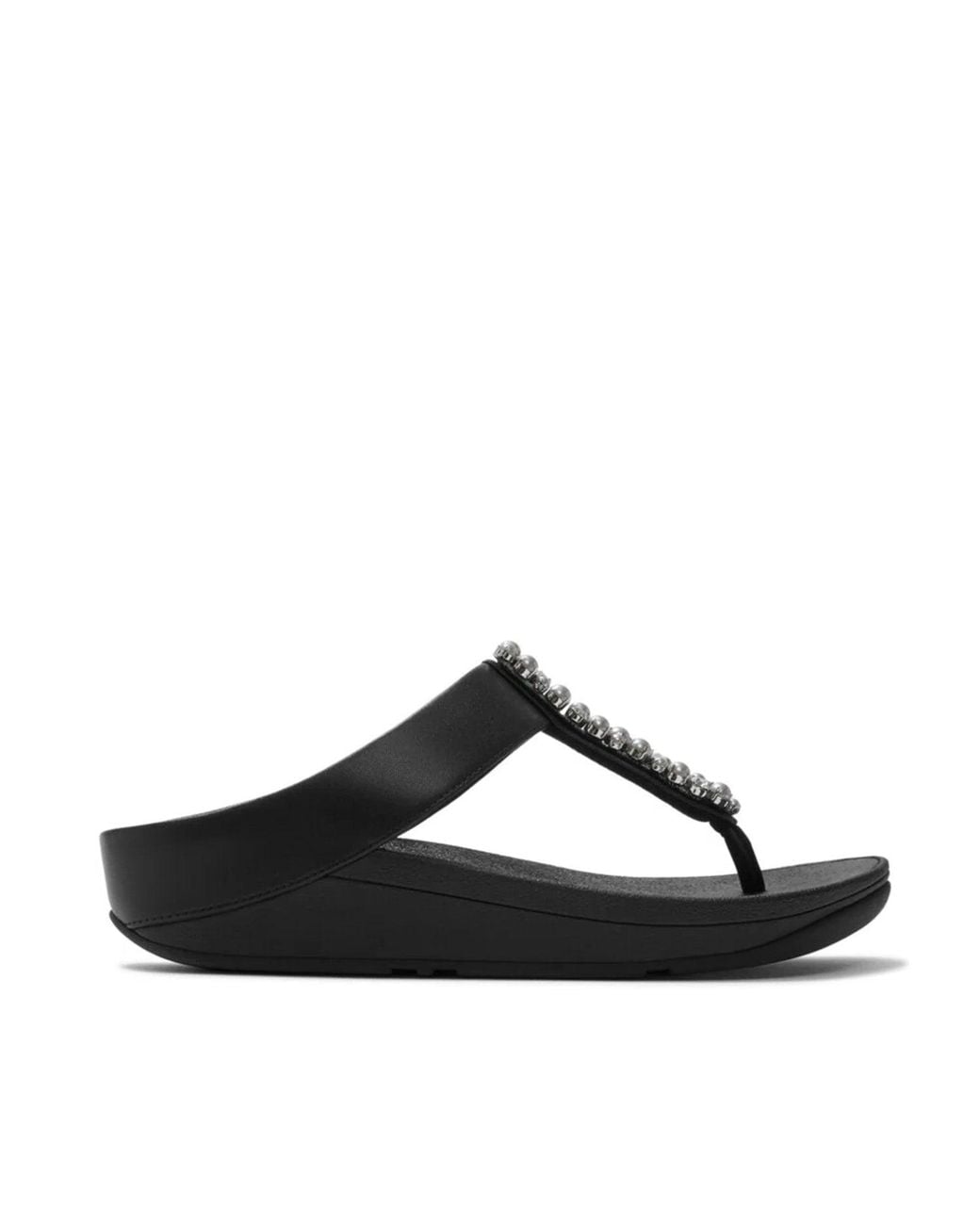 Crystal Toe Fitflop Fino Pearls-And-Crystal Toe-Post Sandals in Black | Lyst