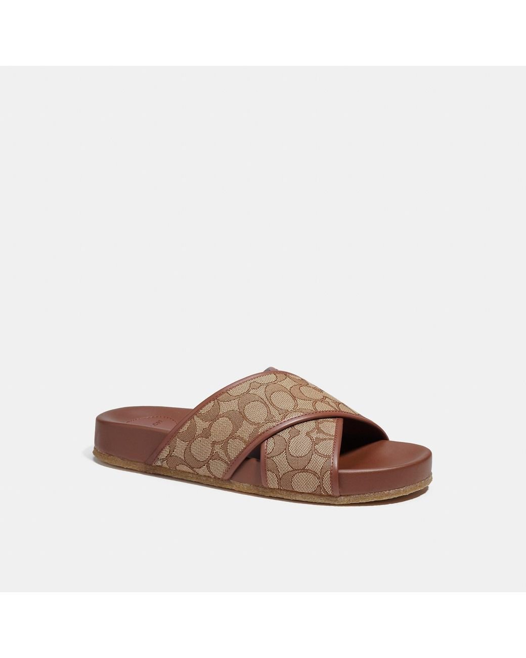 Coach Outlet Leather Crossover Sandal in Brown for Men Lyst