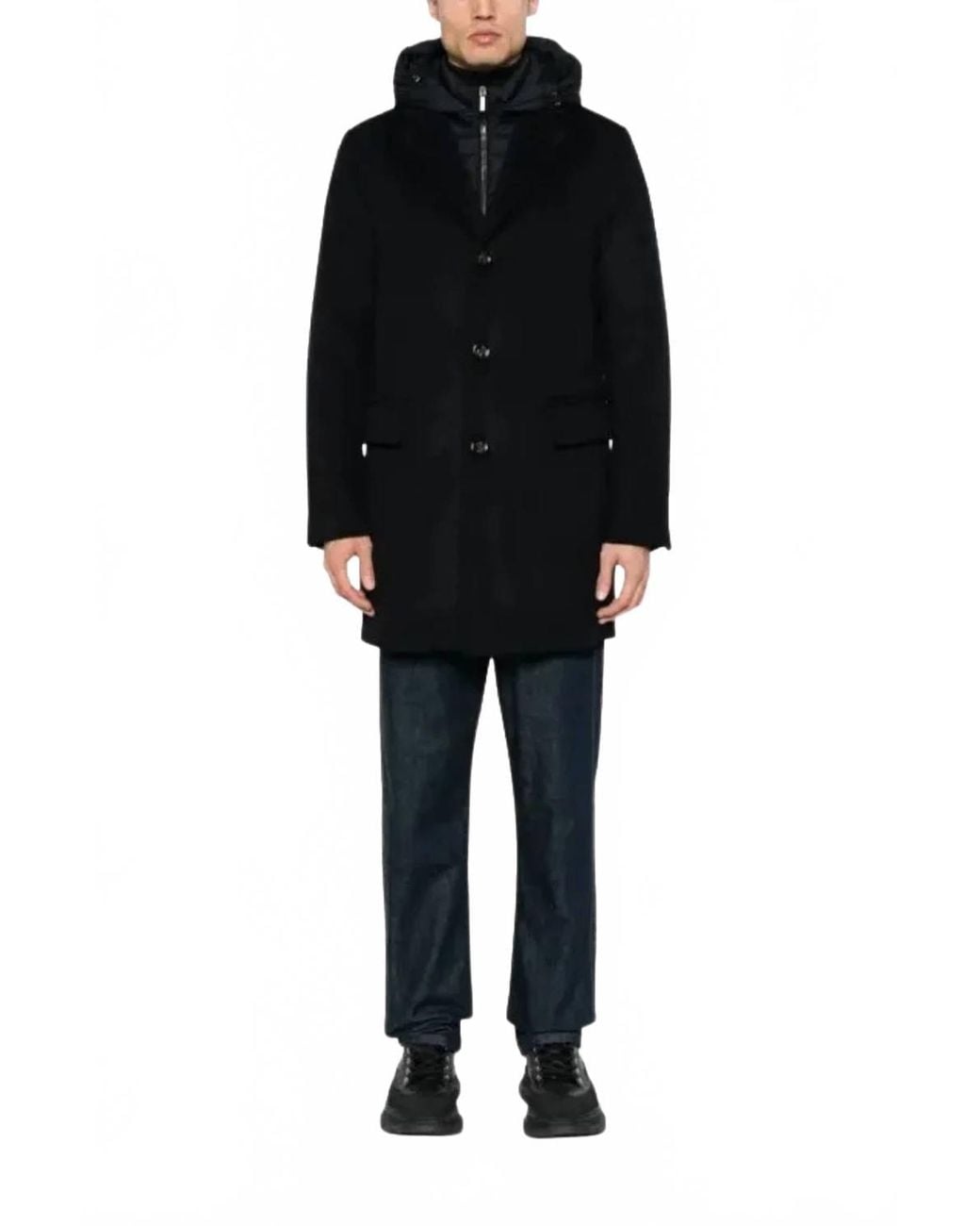 Moorer Black Lapel Coat Single Button Jacket for men