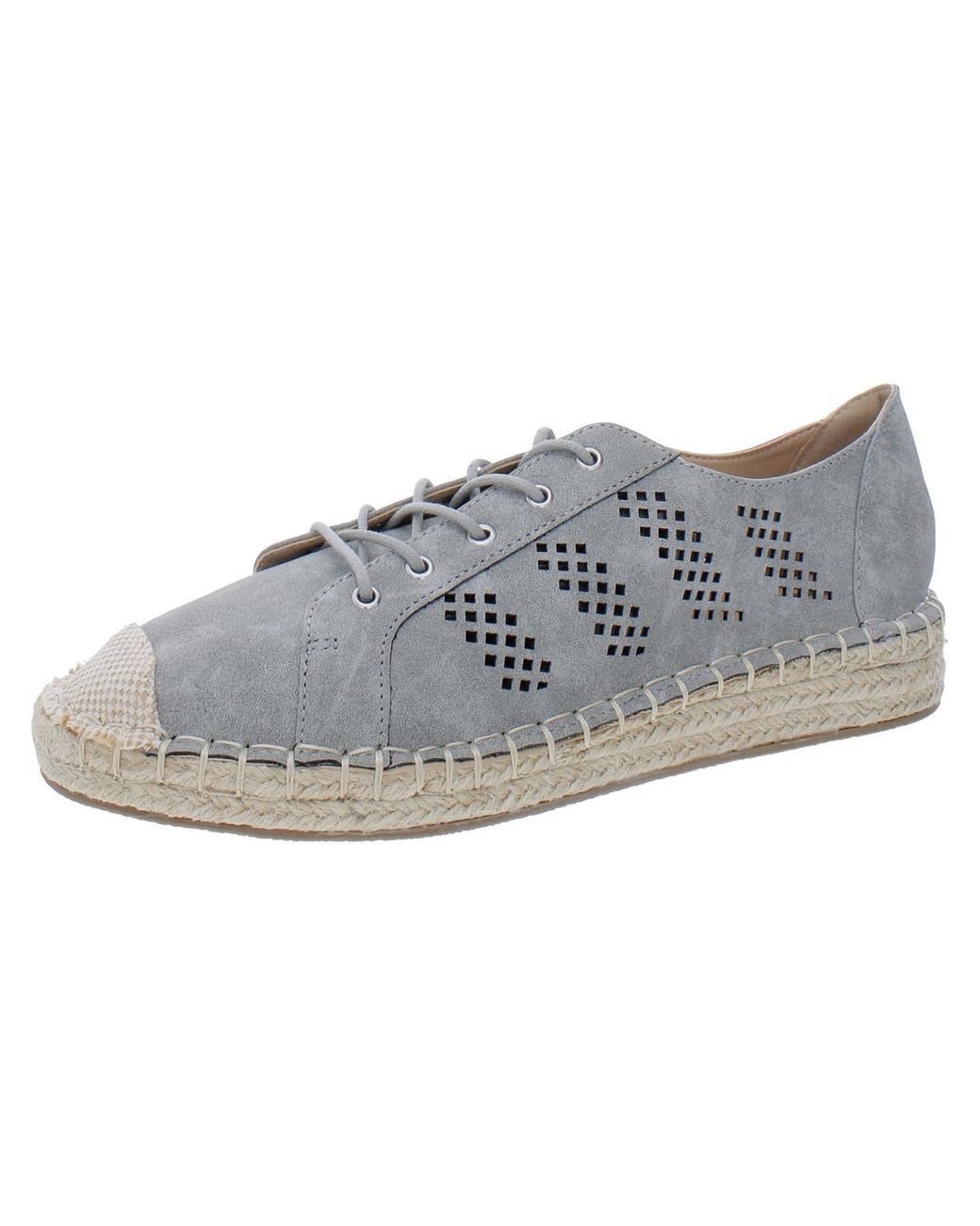 Journee Collection Razili Faux Leather Perforated Espadrilles in Gray ...