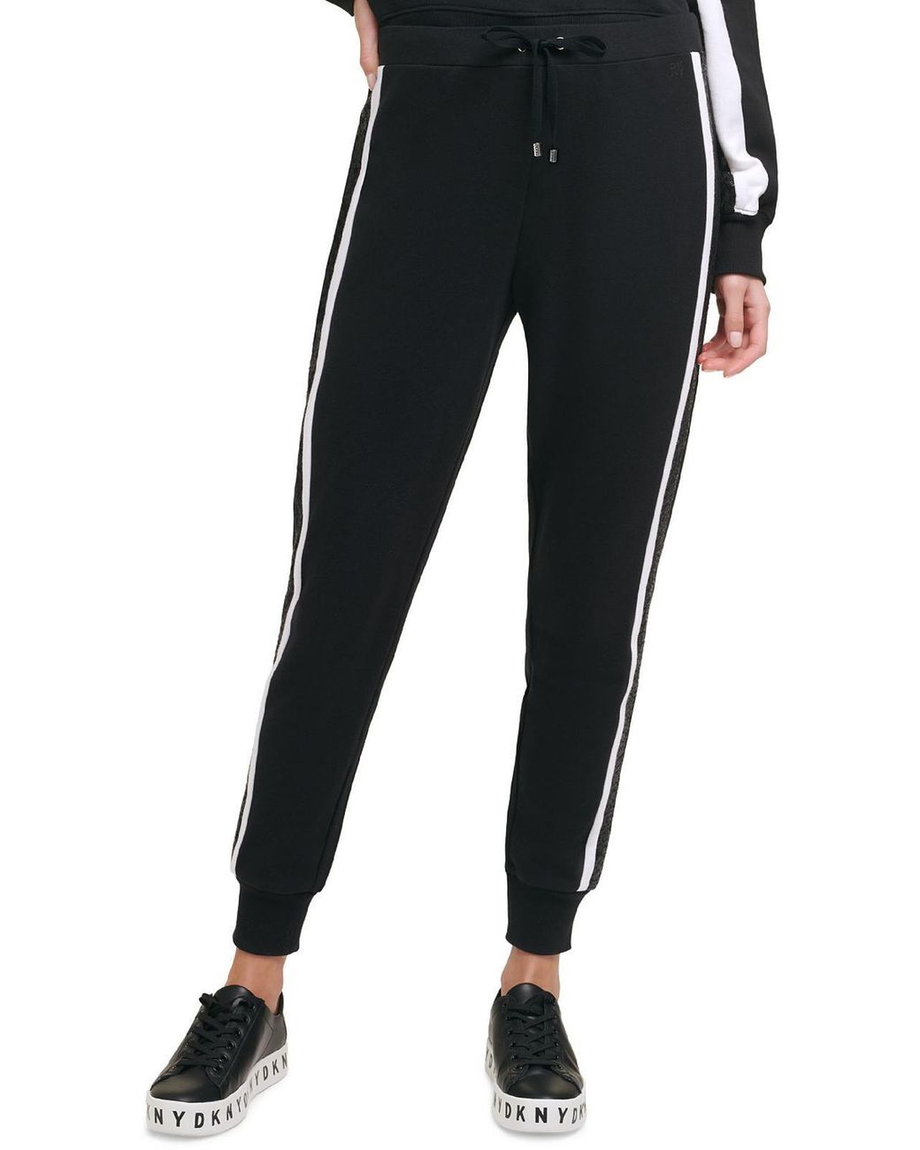 DKNY Side Stripe Sequined Jogger Pants in Black | Lyst