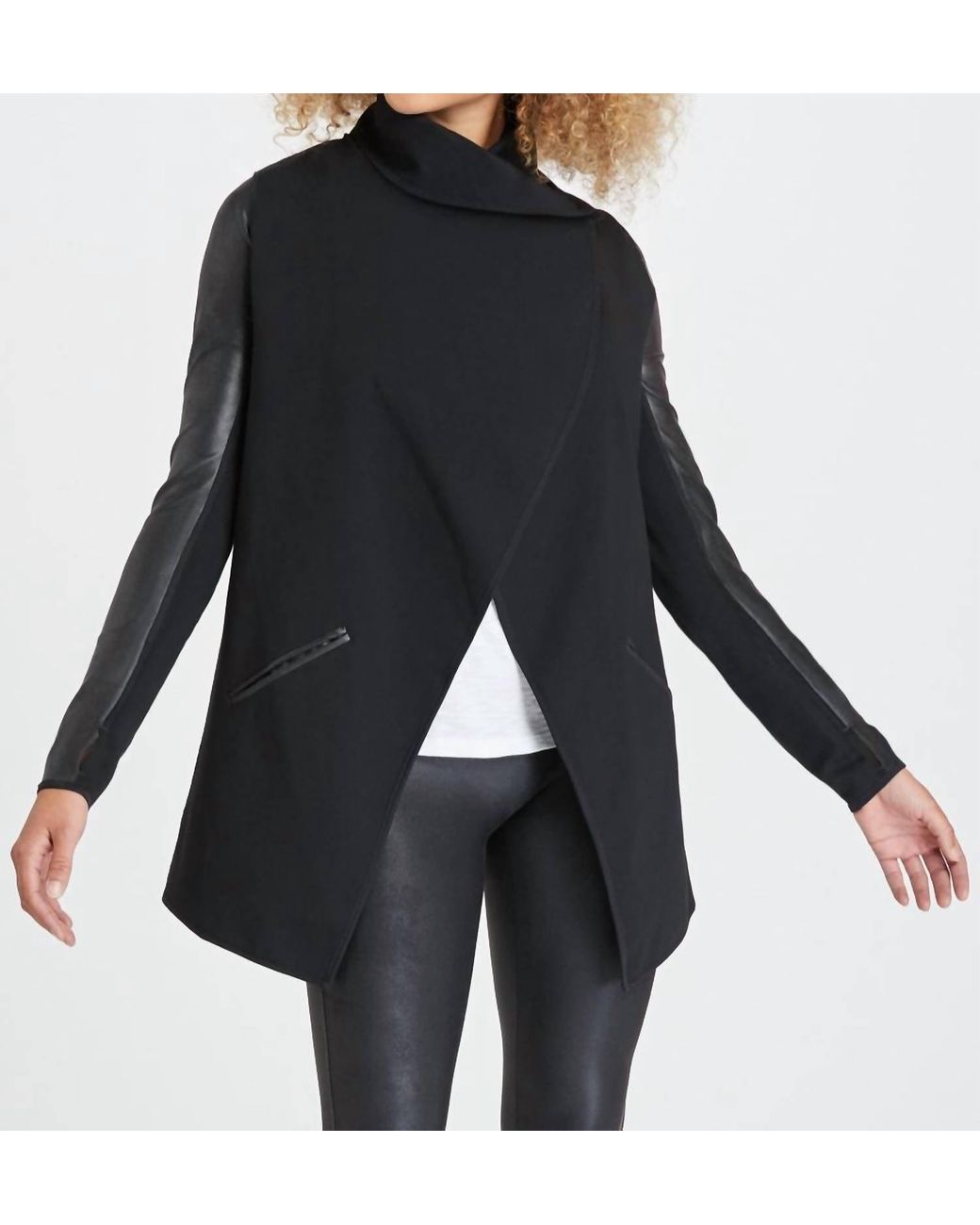 Spanx Drape Front Jacket in Black | Lyst