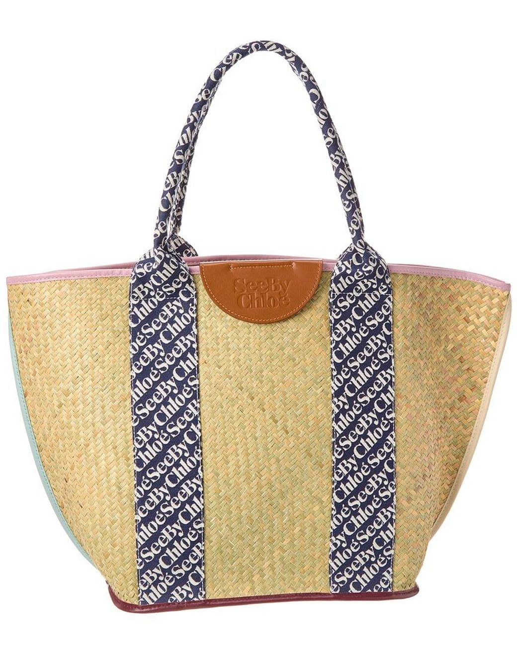 See By Chloé Straw & Leather Shoulder Bag in Brown Lyst