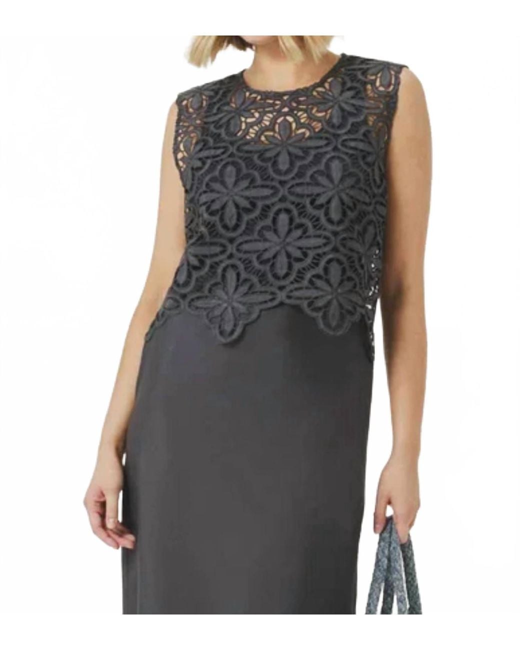 Splendid Black Pia Eyelet Top