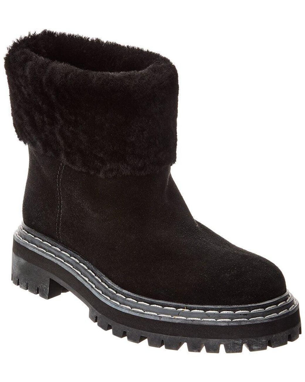 Proenza Schouler Black Suede & Shearling Boot