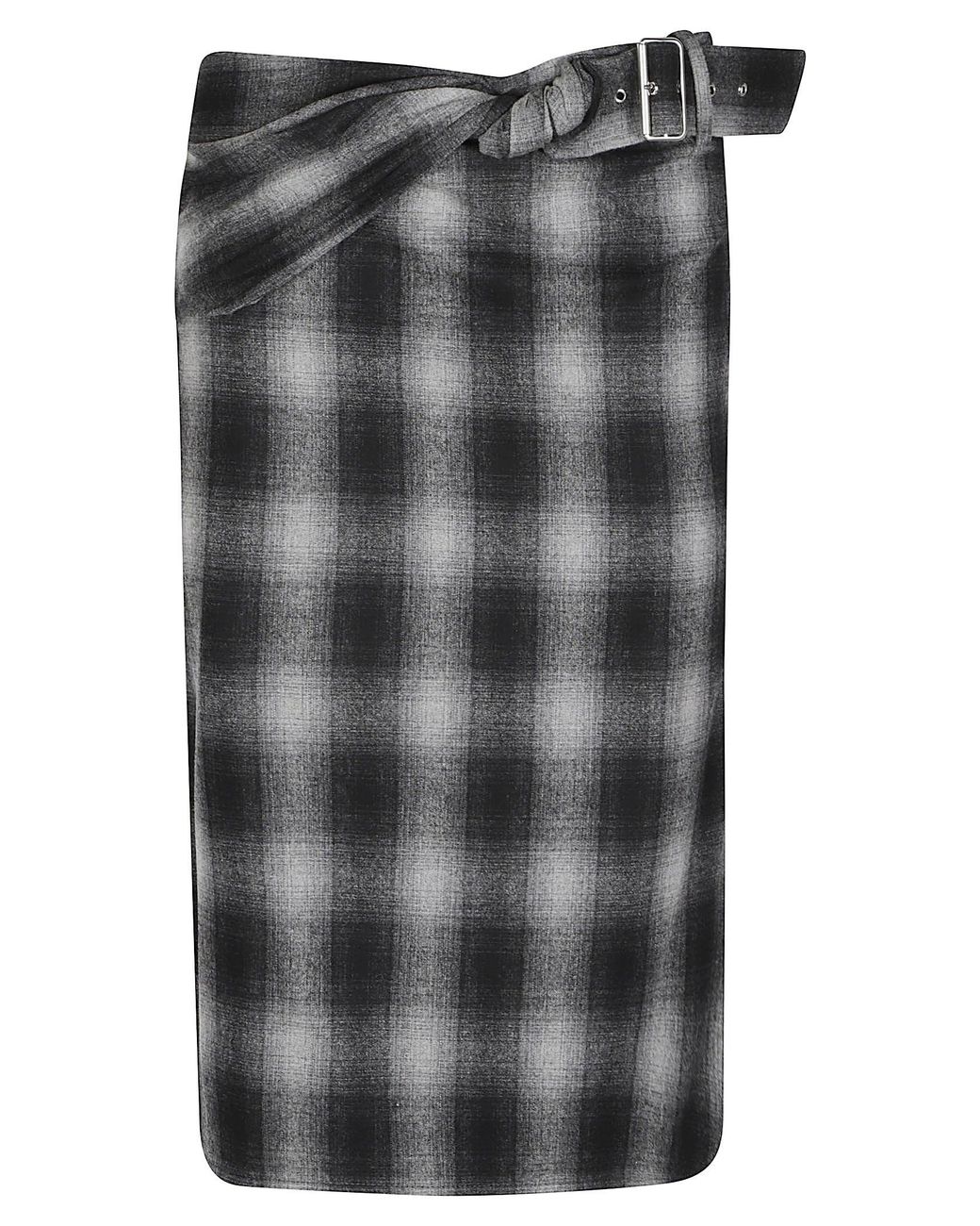 IRO Gray Nylane Plaid Midi Polyester-Blend Midi Skirt