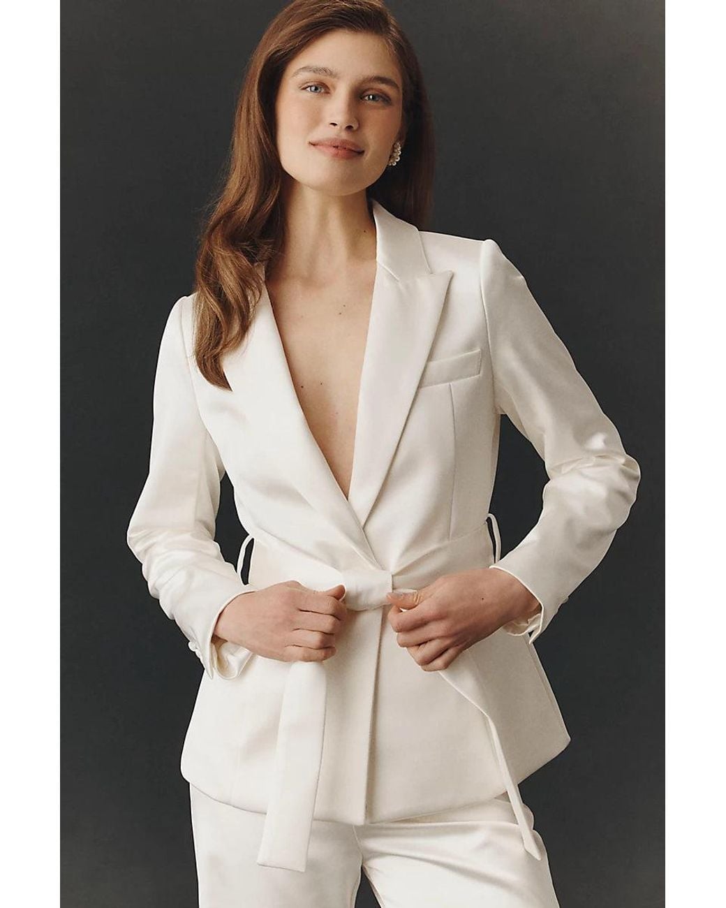 BHLDN Black Satin Fitted Blazer Jacket