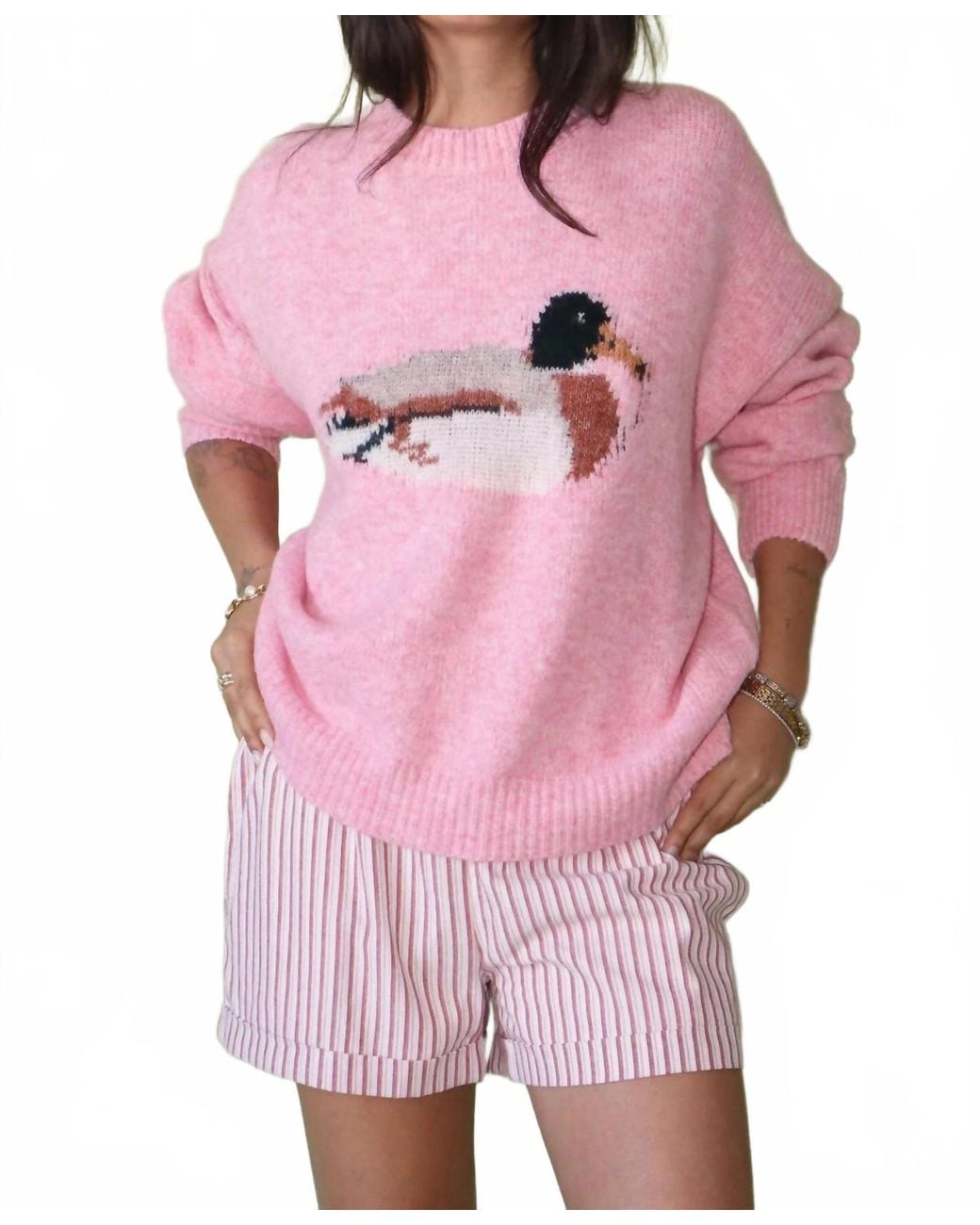 Bailey Rose Duck Graphic Sweater in Pink | Lyst