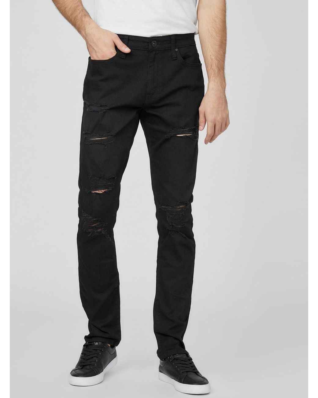 Guess Factory Roscoe Destroyed Skinny Jeans in Black for Men Lyst