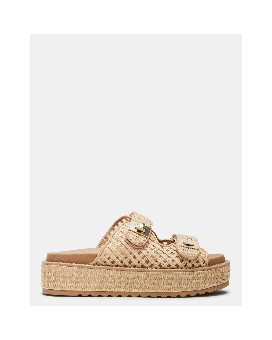 Steve Madden Sandalo Cheyla Donna Con Tacco Grosso E Cinturino Alla Caviglia – Colore Raffia Naturale, Numeri 38-39