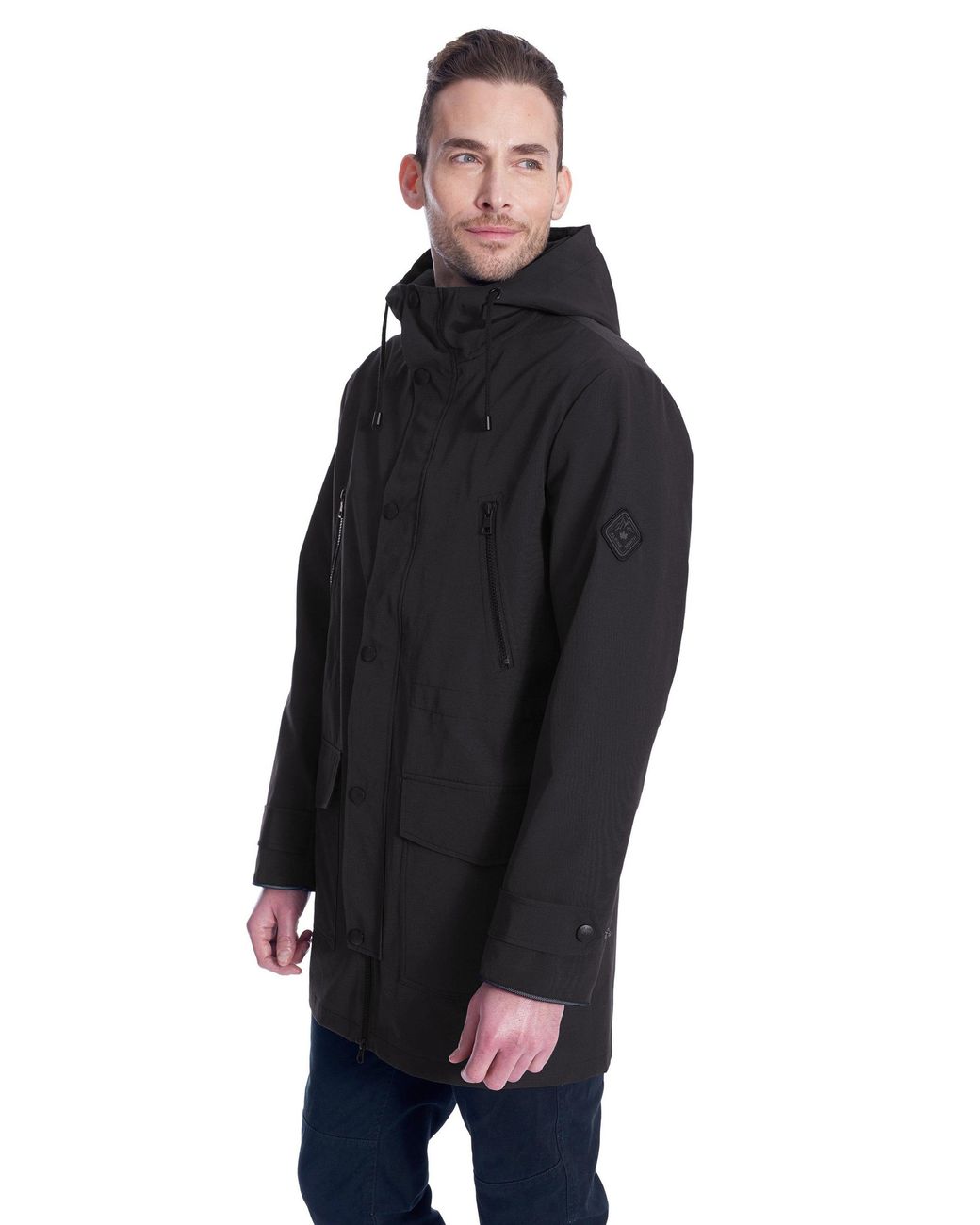 Alpine North Black Banks Drawstring Raincoat for men