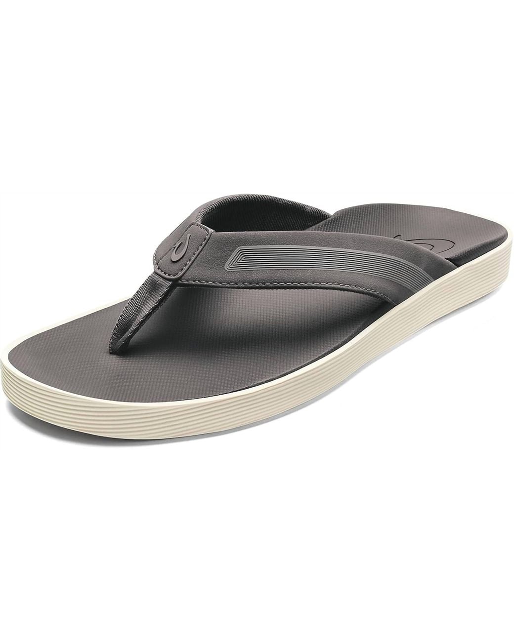 Olukai Black Leeward Flat Sandals for men