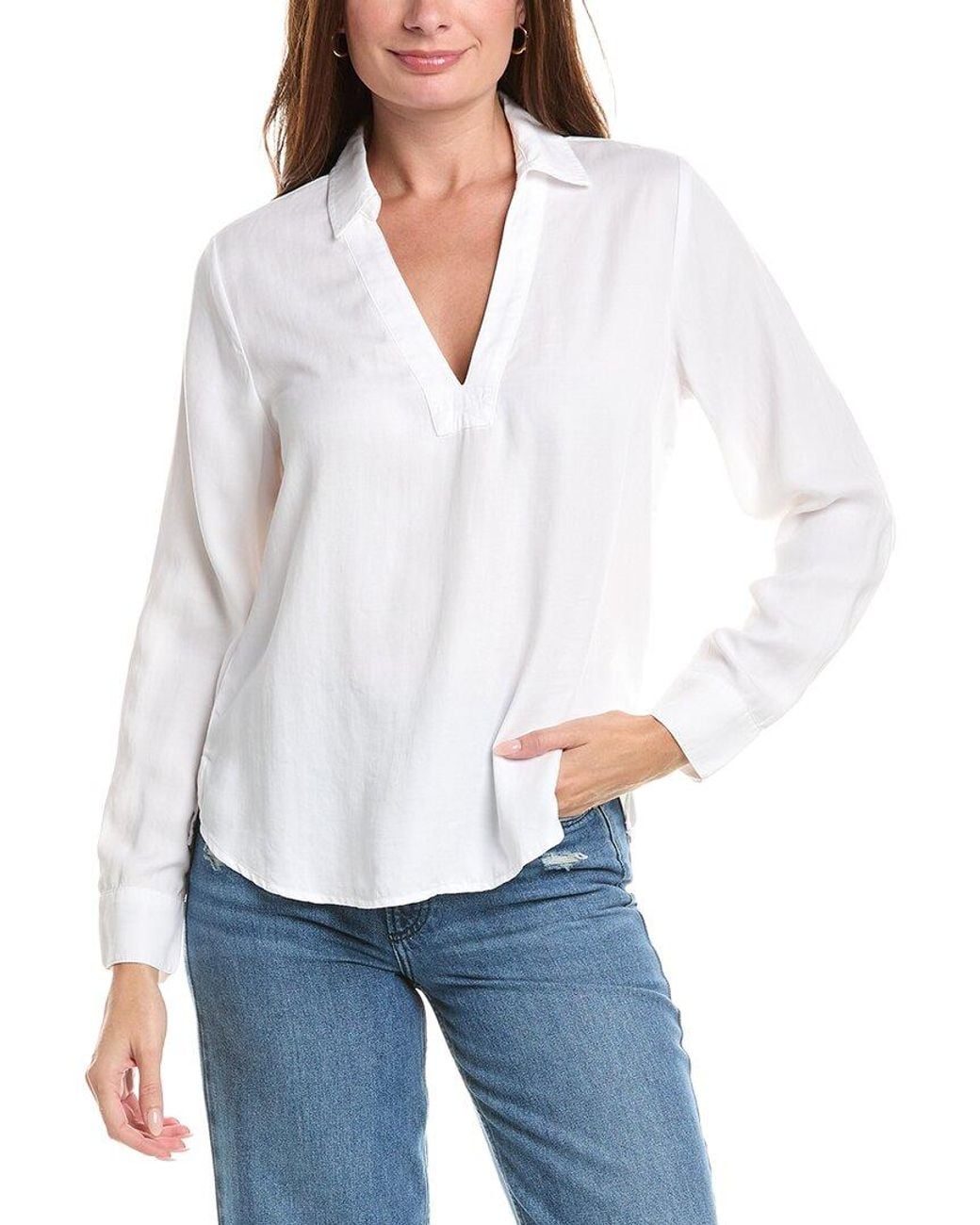 Bella Dahl White Clean Front Pullover