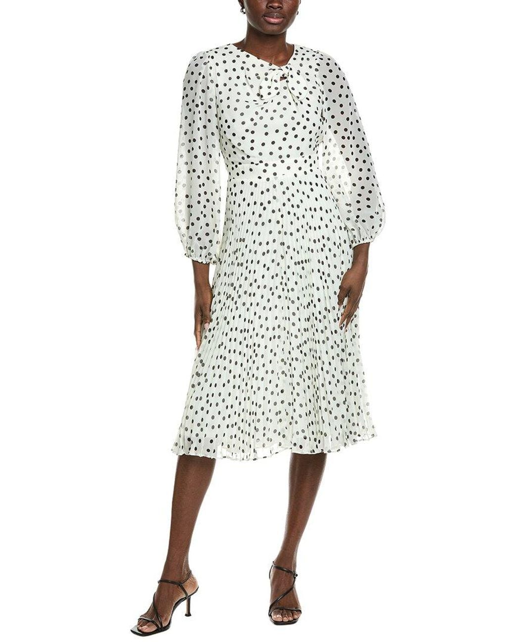 Maison Tara White Chiffon Midi Dress