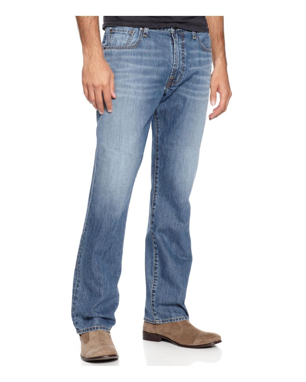Lucky Brand 181 Denim Mid Rise Straight Leg Jeans in Blue for Men