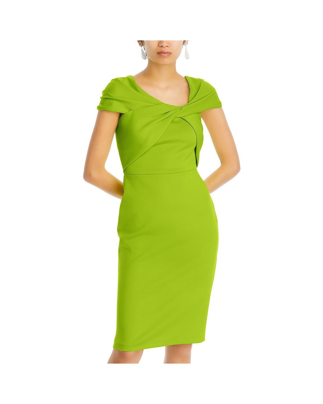 Eliza J Knee-Length Twist Wear To Work Dress in Green | Lyst