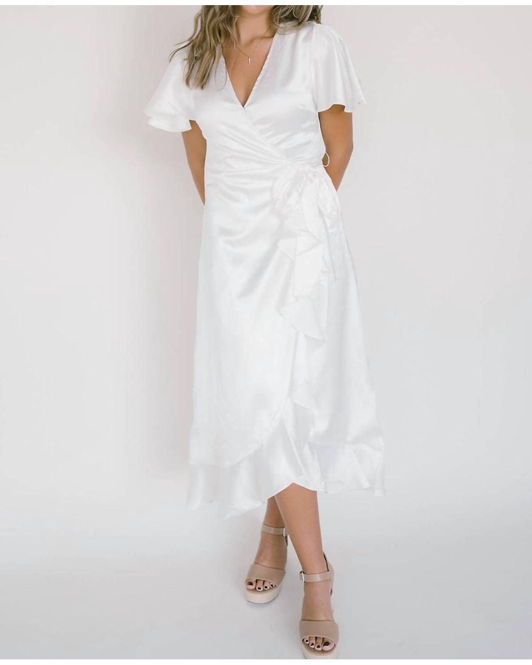 White high 2024 low wrap dress