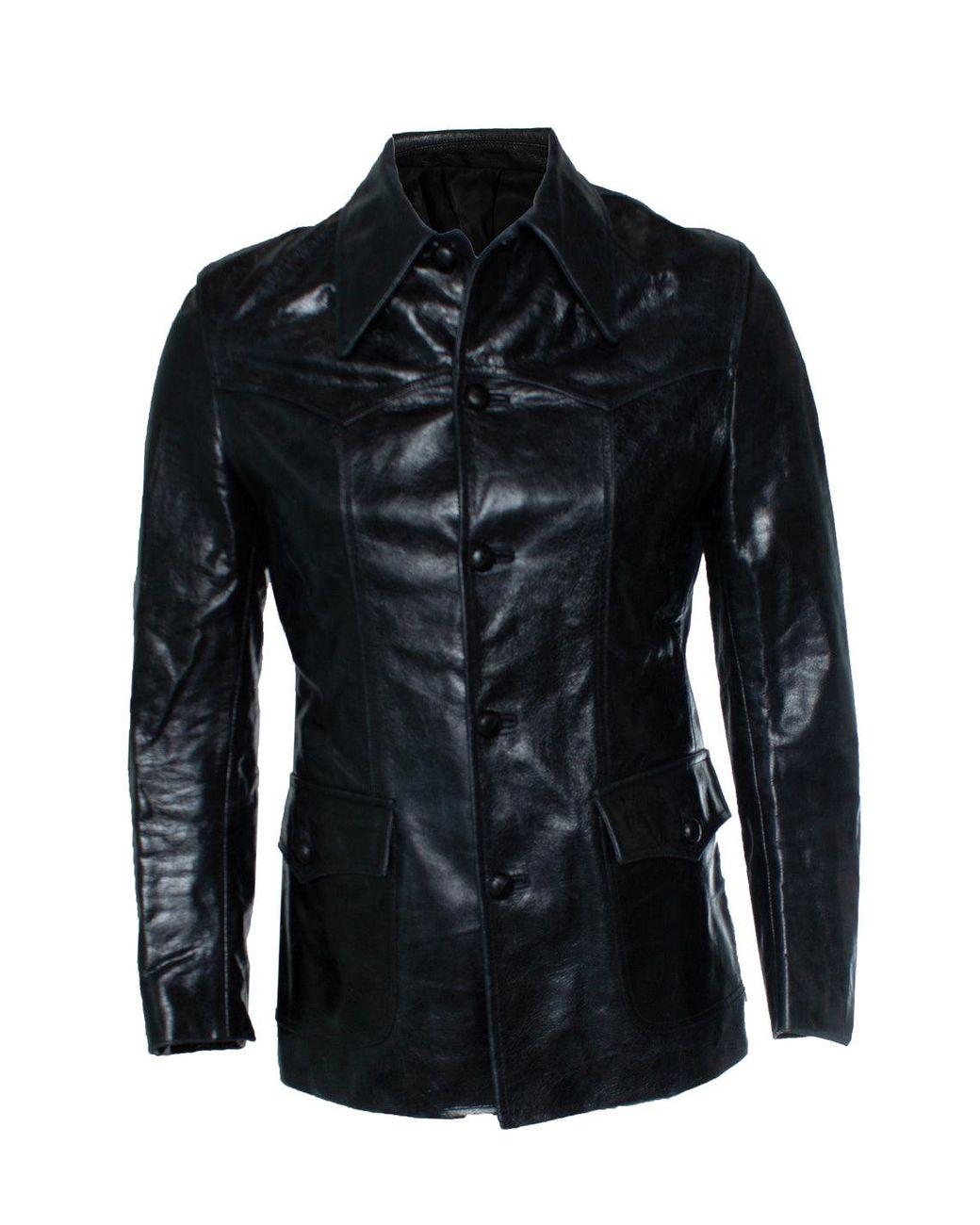 Sankuanz Black Leather Distressed Jacket for men