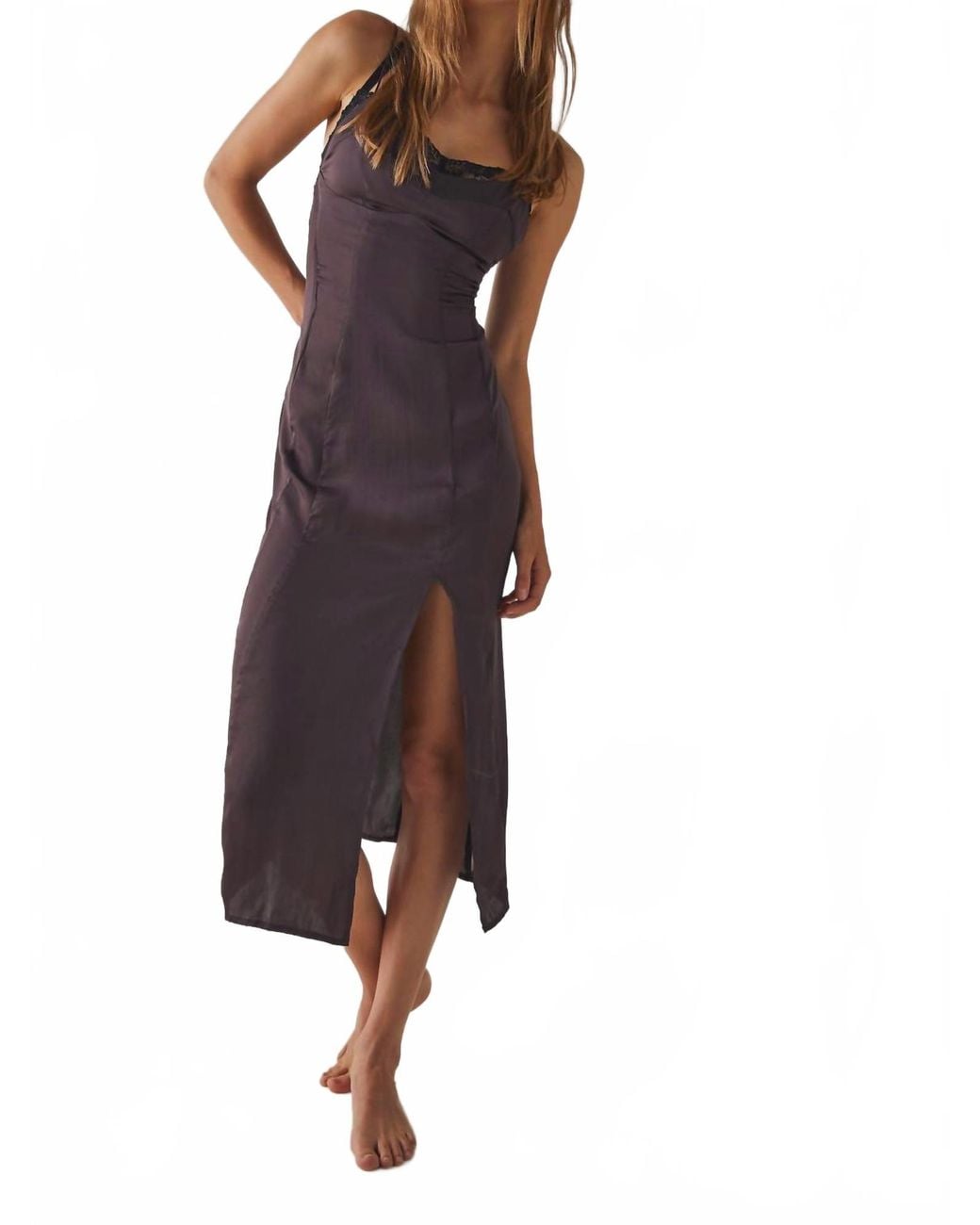 Free People City Cool Midi Slip Dress in Purple | Lyst