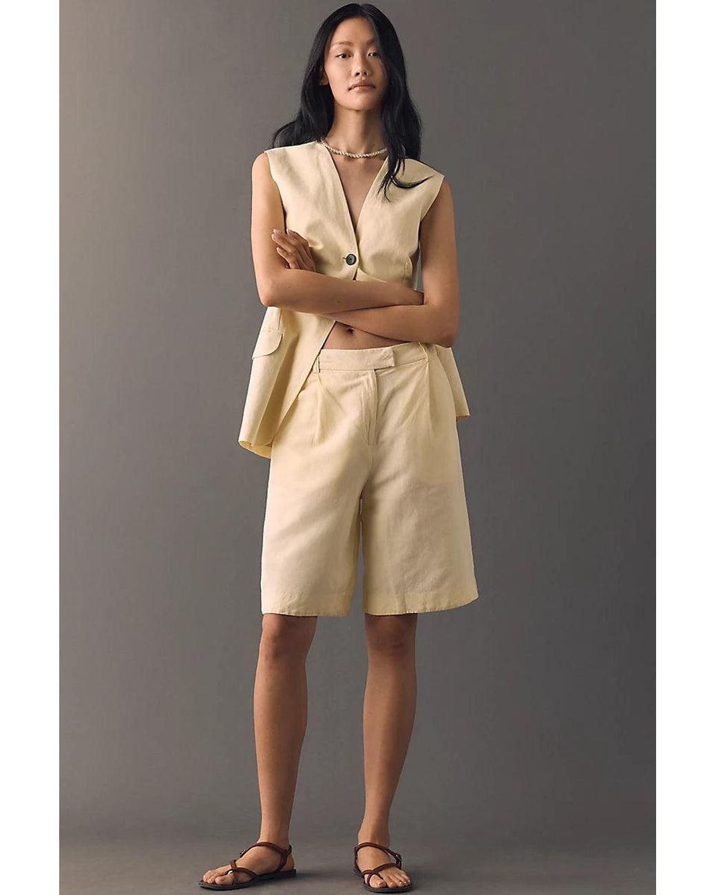 ALIGNE Gray Blake Linen Shorts