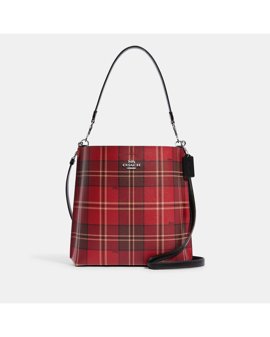 Coach Outlet Mollie Bucket Bag With Tartan Plaid Print in Red | Lyst