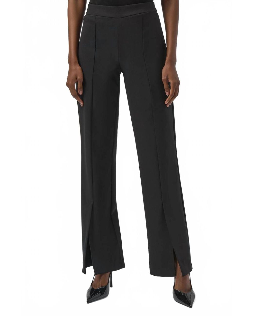 Joseph Ribkoff Black Split Front Twill Pull On Straight Pants
