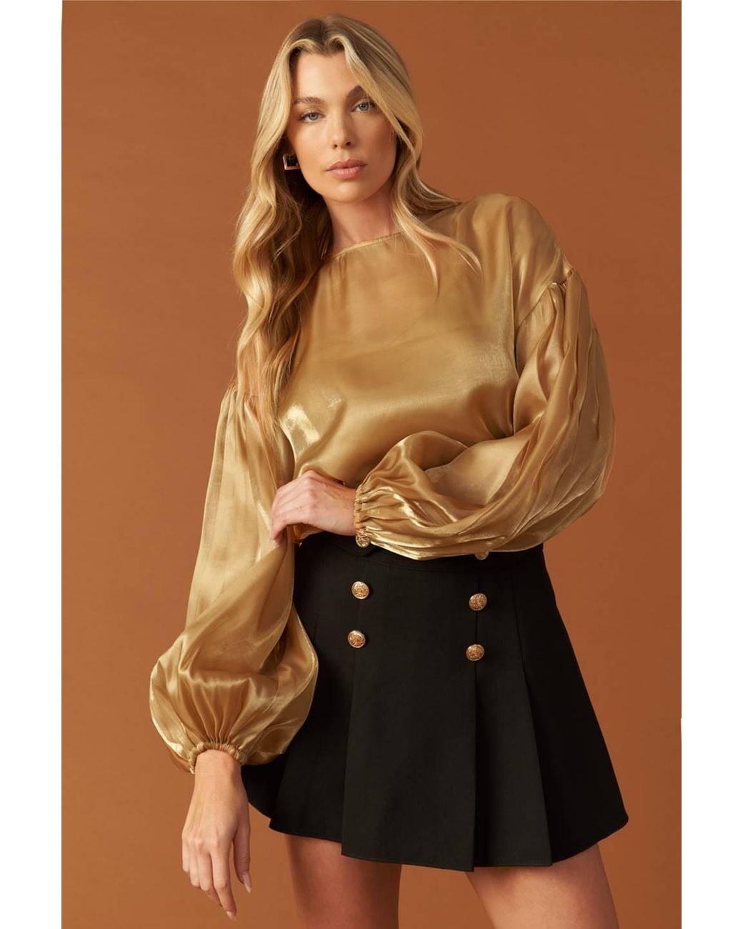 TRUEDAMES Brown Time To Evolve Woven Top