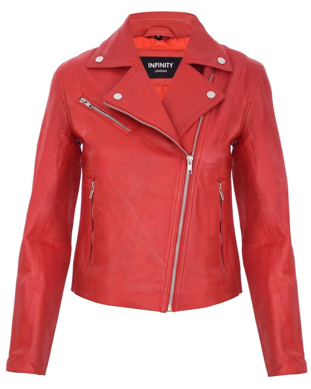 Infinity Leather Red Smart Leather Biker Jacket-Matlock