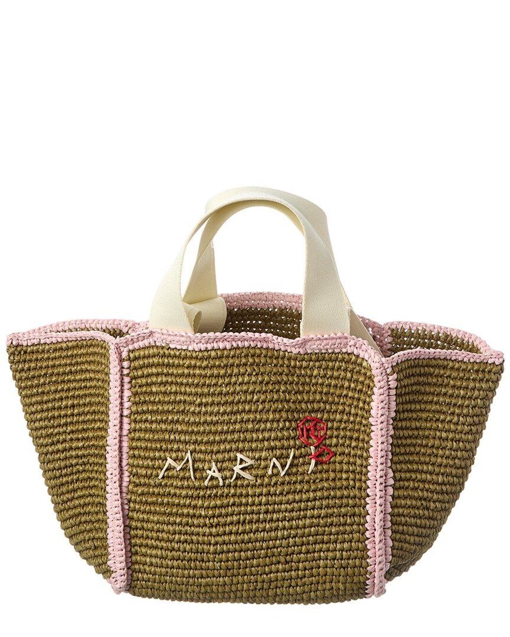 Marni Green Macrame Sillo Small Shopper Tote