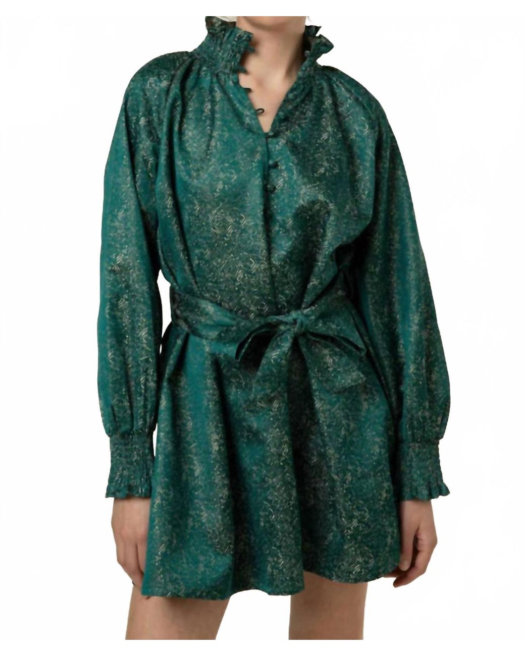 green emerald velvet dress FRNCH Robe Dress In Vert Green main image 1