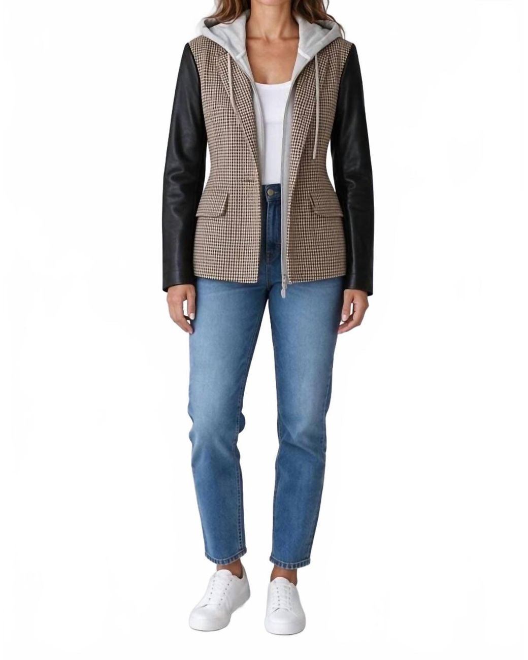 Checked Country Jacket Six Fifty Mixed Media Checkered Jacket in Black | Lyst