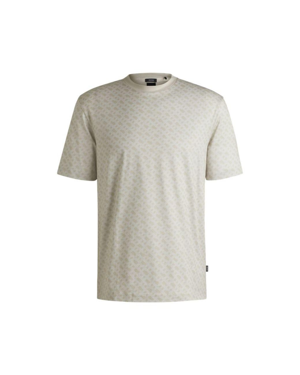 【関税込み】BOSS グレー モノグラム Tシャツ BOSS Cotton T-Shirt With All-Over Printed Monograms in Gray