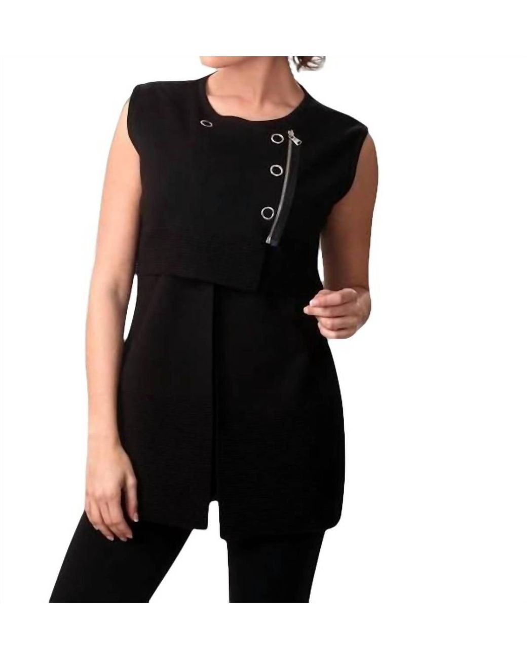 Angel Black Side Snap & Zip Long Vest