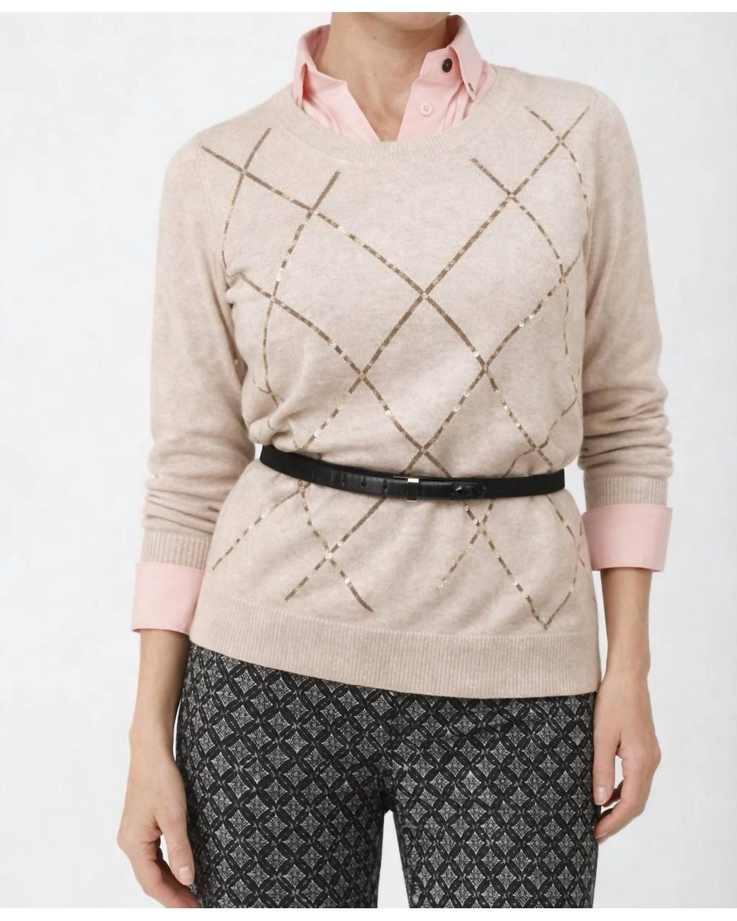 J'Envie/Eli Natural Mayfair Argyle Sweater