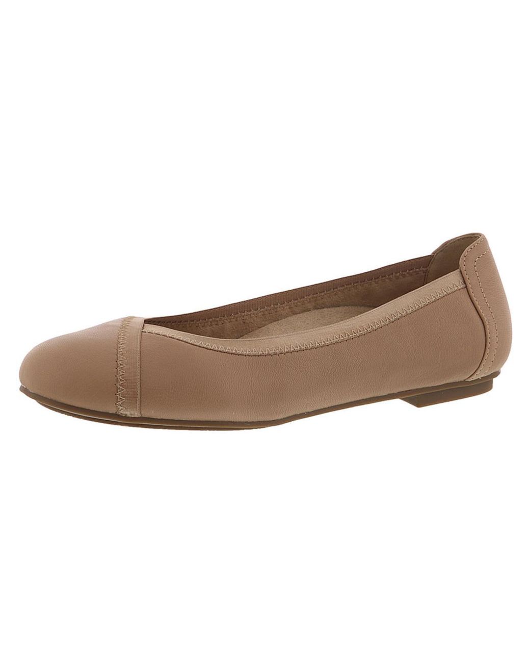 Vionic Caroll Leather Slip On Ballet Flats in Brown | Lyst