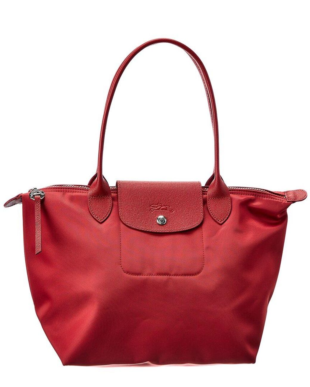 Longchamp Le Pliage Neo Small Nylon Long Handle Tote in Red | Lyst