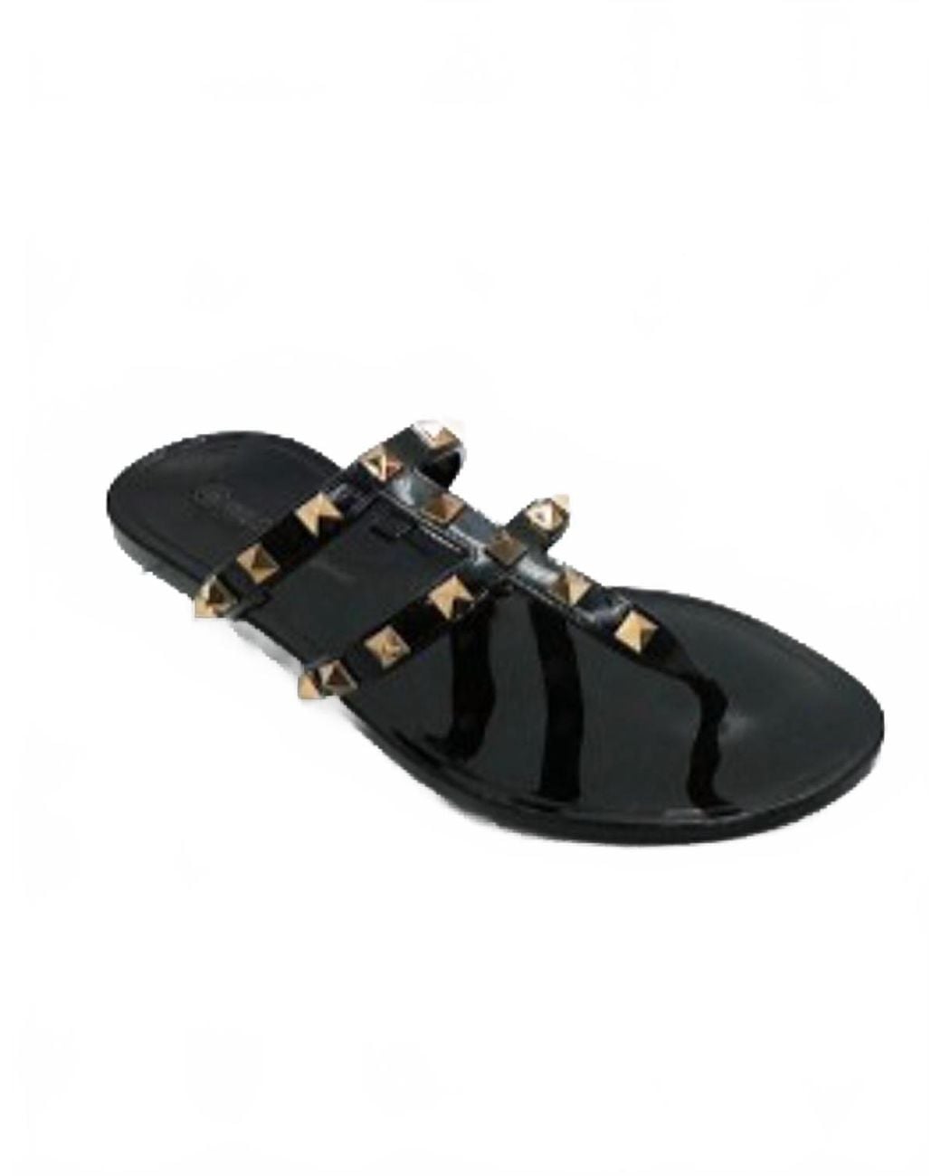 G Stylez Black Studded Flat Sandal